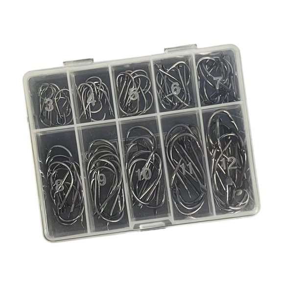 70/100pcs Carbon Steel Eyed Fish Hook Replacement Barbed Fishing Hook Metal Circles Hook for Saltwater Freshwater Fishing