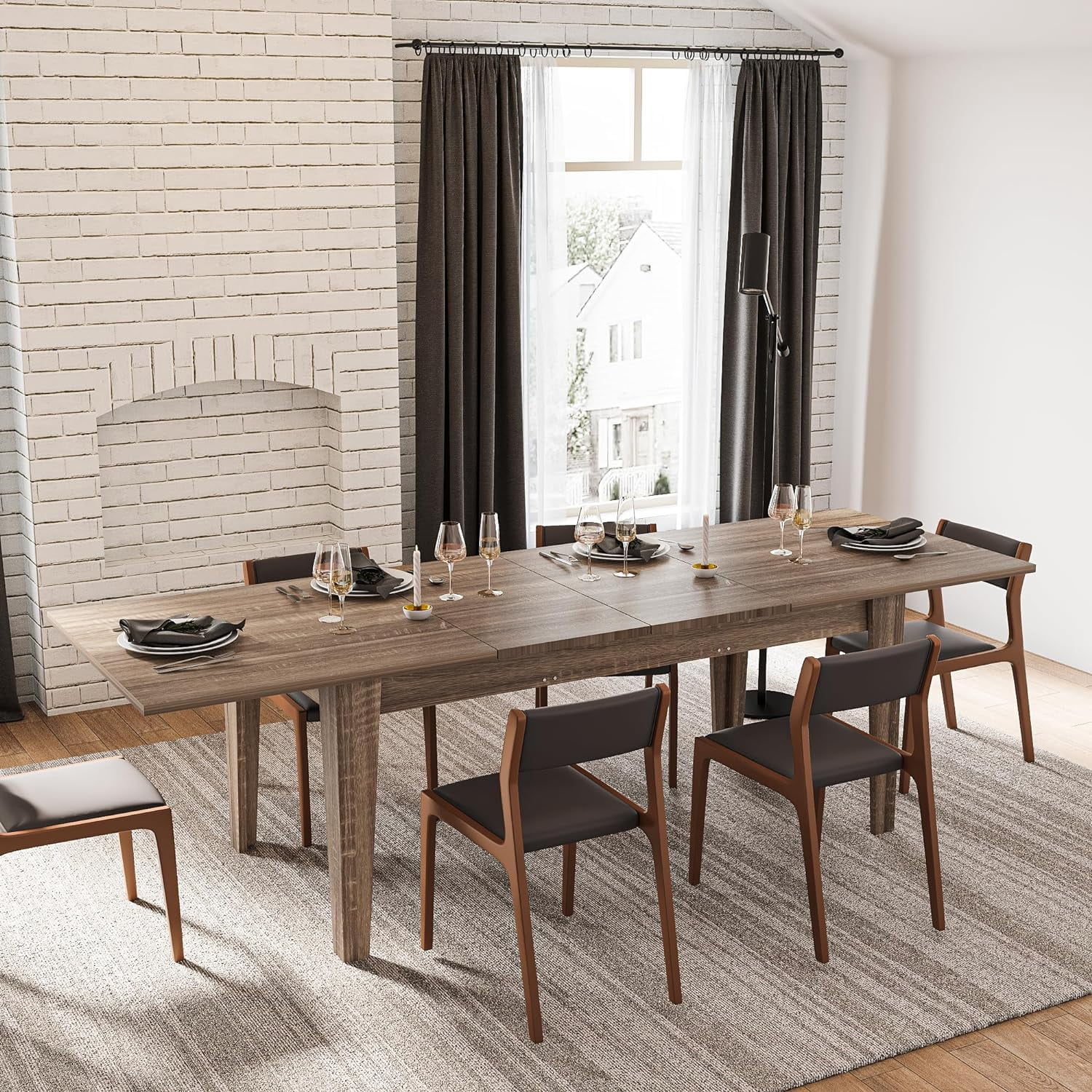 70-106”Expandable Dining Table, Wood Extendable Kitchen Table ...