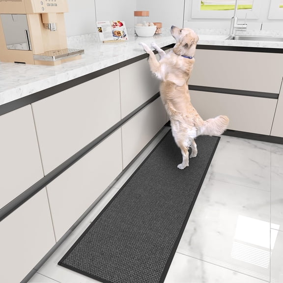 70"×20" Black Rubber Non-Slip Kitchen Rug Washable Absorbent Runner for Sink Door Laundry Entryway Hallway