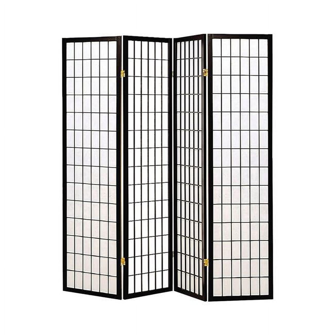 70.25 in. 4 Panel Foldable Wooden Frame Room Divider with Grid Design