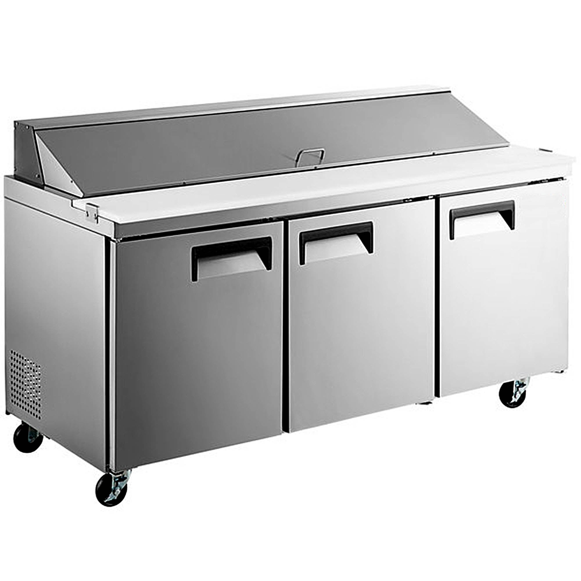 70.25 in. W 15.5 cu. ft. Commercial Food Prep Table Refrigerator Cooler in Stainless Steel Mega Top