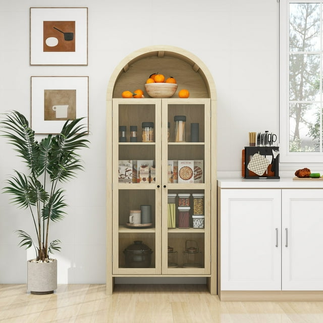 70.28" Tall Arched Kitchen Pantry Modern Farmhouse Kitchen
