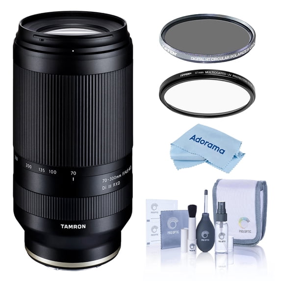 Tamron 70-300mm f/4.5-6.3 Di III RXD Lens for Sony E, Bundle with Tiffen 67mm UV and CPL Filters