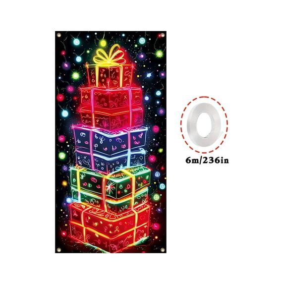 70*35" Christmas Luminous banner Door Banner/cover Background/holiday Party Decoration/Christmas Decorative Hanging Cloth J