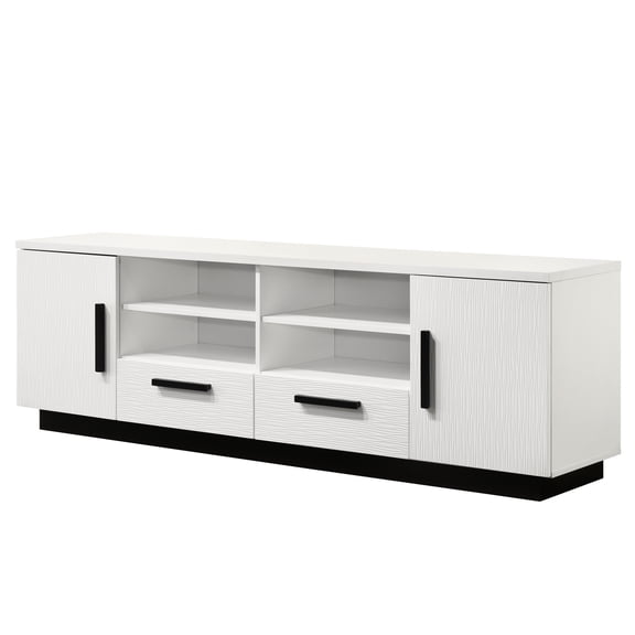 70.5" White Tv Stand - Drawer And Cabinet Storage For A Chic Living Area Finish Drawers Cabinets Graceful Home