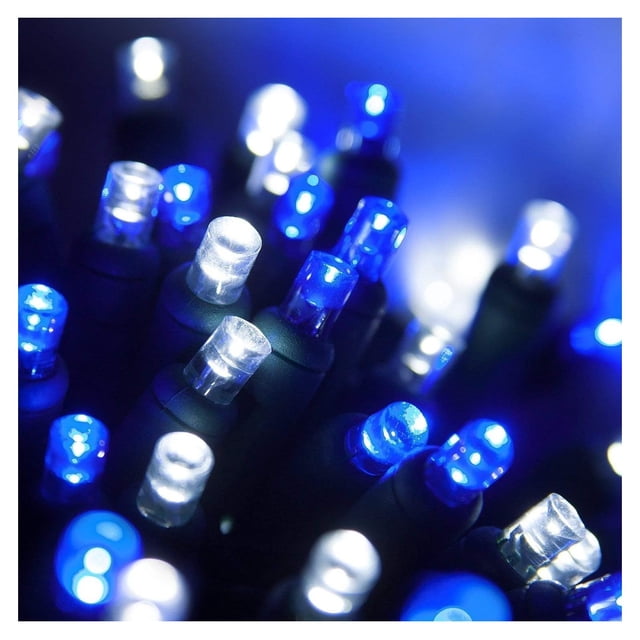 70 5mm LED Blue and White Christmas Lights, 24' Christmas Lights LED