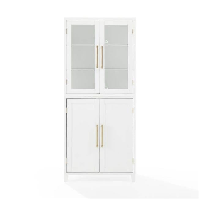 70.63 x 30 x 15.75 in. Roarke Pantry Storage Cabinet with Glass Door Hutch, White