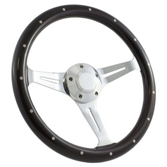 70-74 Barracuda, Challenger 14" Wood Billet Polished Steering Wheel Set Adapter & Horn