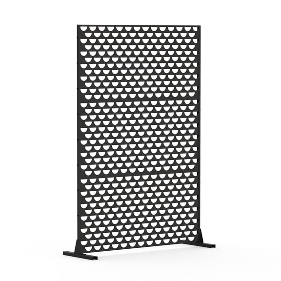 70.75" Freestanding Metal Privacy Screen - Black Outdoor/Indoor Decorative Panel for Patio, Balcony & Garden (3-Panel Semi-Circular Design)