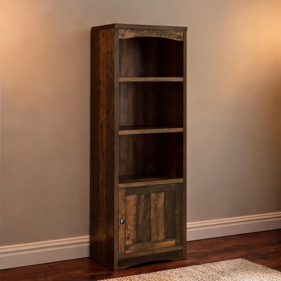 70.75-Inch 3-Shelf Media Tower, Contemporary, Engineered Wood, Classic Brown