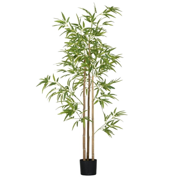 70.75Inch (6FT) Artificial Bamboo Tree, Plastic Faux Plant with CementBased Nursery Pot, PreAssembled for Indoor HomeOffice Decor