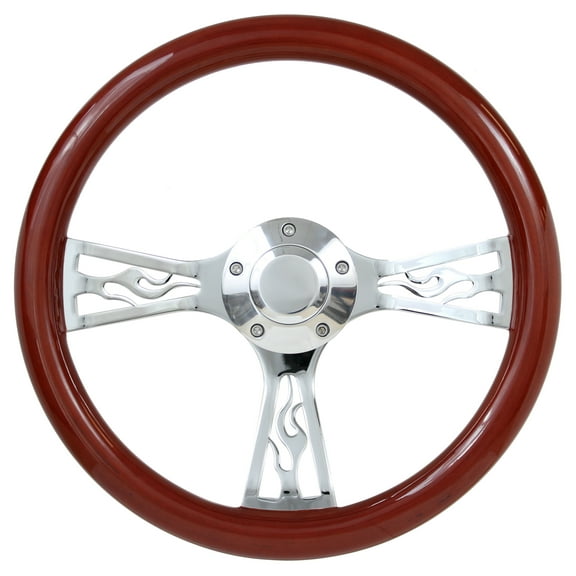 70-77 Ford Pick-up -- Full Size 14" Wood Billet Polished Steering Wheel Set Adapter & Horn
