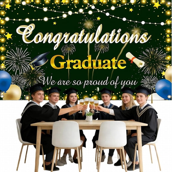 70.8*43.3Inches Graduation Class of 2026 Graduation Decorations, Graduation Party Banner, Congrats Grad Sign Photography Background for Wall Home Party Decor (1Pack, Multicolor-AU)