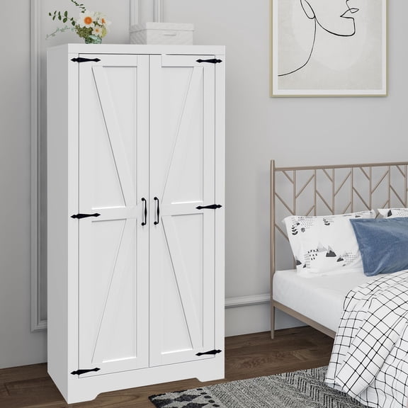 70.8" Armoire Wardrobe Closet with 2 Doors and Shelves, Modern Bedroom Freestanding Wooden Wardrobe Combination with Hanging Rail,for Bedroom, Cloak Room