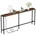 thumbnail image 1 of 70.8" Console Table with Power Outlet, Wood Narrow Sofa Platform with Charging Station, Entryway Hallway Behind Couch Table with USB, for Living Room, Foyer, Rustic Brown, 1 of 2