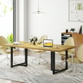 thumbnail image 1 of 70.8 Executive Computer Desk for Home Office Maple+Black, 1 of 5