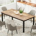 thumbnail image 1 of 70.8-Inch Christmas Dining Table for 6-8, Large Rectangle Wood Kitchen Table with Sturdy Metal Legs, Modern Industrial Table with Rounded Corners for Dining Room, Brown, 1 of 8