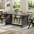 thumbnail image 1 of 70.8-Inch Dining Table for 6-8, Large Rectangle Kitchen Table with Flute Wood Base, Modern Farmhouse Long Dinner Table for Dining Room, Kitchen, Living Room, Apartment, 1 of 7