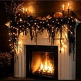 thumbnail image 1 of 70.8 Inch Halloween Garland Lights, Lighted Black Spooky Hanging Vine with LED Warm Glow, Artificial Moss Halloween Garland Decor for Indoor Outdoor Mantel Porch, 1 of 8