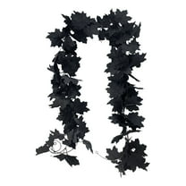 70.8-Inch Halloween Maple Leaf Garland with Scary Pumpkins Black Plastic Rattan Hanging Decor for Door Wall Party Decoration