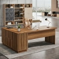 thumbnail image 1 of 70.8-Inch L-Shaped Executive Desk with File Cabinet, Large Computer Desk, Walnut, 1 of 9