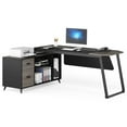 thumbnail image 1 of 70.8 Inch Large L Shaped Executive Desk with File Cabinet, 1 of 5