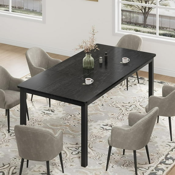 70.8 Inch Long Dining Table For 6-8 People,Industrial Rectangle Wood Kitchen Table With Heavy Duty Metal Frame,Easy Assembly