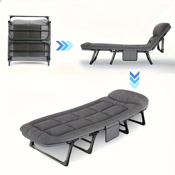 70.8-Inch Outdoor Collapsible Camping Bed with Flip Mattress, Portable Heavy-Duty Foldable Bed with Thickened Headrests, for Teens Adults, Perfect for Travel, Garden Balcony Use