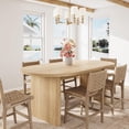 thumbnail image 1 of 70.8 Inch Oval Dining Table for 6-8 People, Farmhouse Kitchen Table with Oak Finish, Long Large Dining Room Table with Thick Sturdy Wooden Base, for Kitchen, Living Room, Office (Natural), 1 of 6