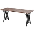 thumbnail image 1 of 70.8 Inch Rectangular Dining Table for 6/8 People, Rustic Brown Large Dining Table with Heavy Duty Metal Legs, 1 of 7