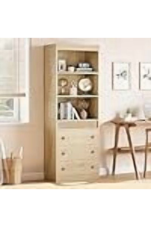 70.8 Inch Tall Bookcase with Drawers, 6 Tier Storage Cabinet, Open Display Shelves, Adjustable Storage, Freestanding Bookcase for Living Room, Office, Bedroom