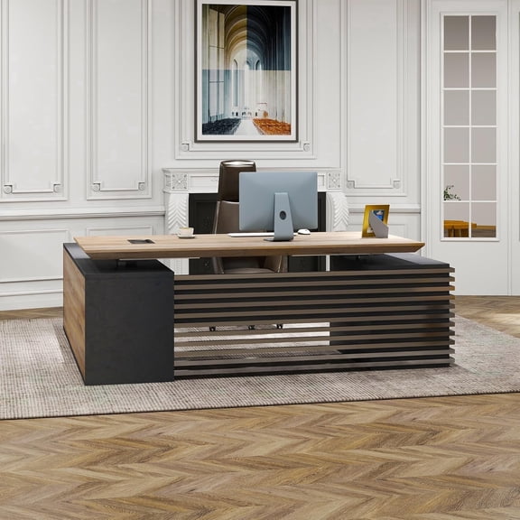 70.8" L Shaped Desk Adjustable Height with Locking Drawer File Cabinet Solid Thickened Desktop