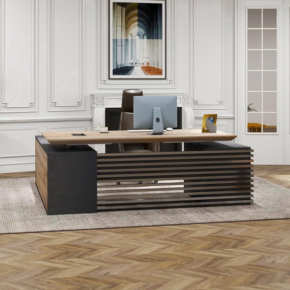70.8" L Shaped Desk Adjustable Height with Locking Drawer File Cabinet Solid Thickened Desktop