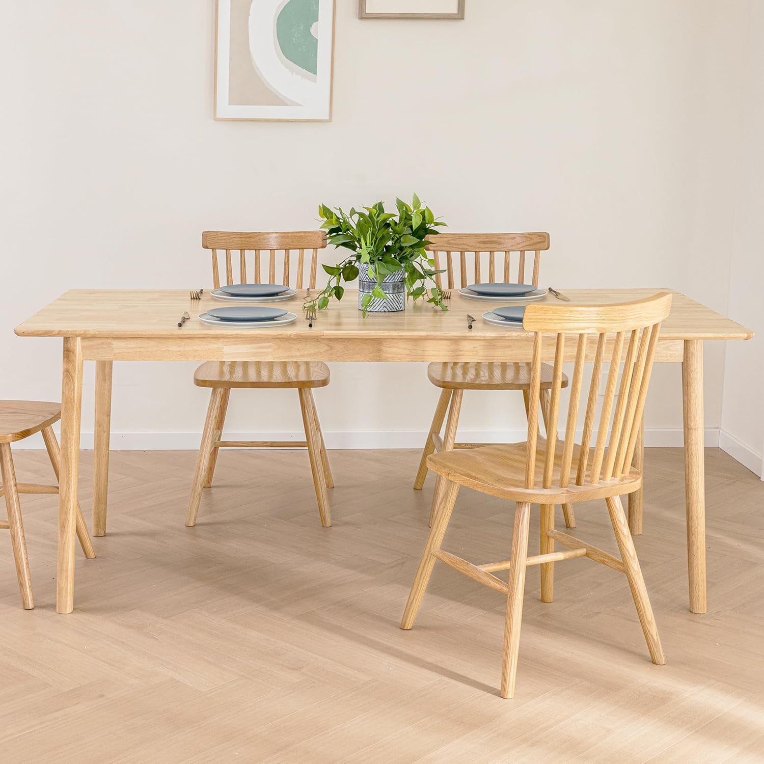 70.8" Large Solid Wood Dining Table for 6-8 People, Mid Century Modern ...