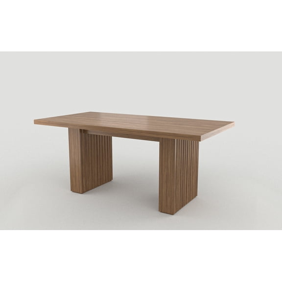 70.8" Modern Heavy Rectangle Dining Table for 4-8 People – Wood Kitchen Table with Storage & Fluted Legs-Nut-brown