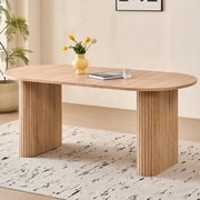 70.8" Oval Dining Table for 4-6 People, Modern Farmhouse Kitchen Table | Rustic Wood Grain | Breakfast Dinner Wood Dining Table for Gathering, Kitchen, Dining Living Room, Natural