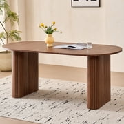 70.8" Oval Dining Table for 4-6 People, Modern Farmhouse Style | Rustic Wood Grain Finish | Sturdy Elliptical Legs | Perfect for Kitchen, Breakfast, Dinner, or Reception Room, Walnut