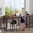 thumbnail image 1 of 70.8" Standing Desk with  Station, Extra Long Desk  Wheels for Standing and Sitting, Sofa Table Behind Couch with Power Outlets and USB Ports, Easy Assembly, Walnut, 1 of 7