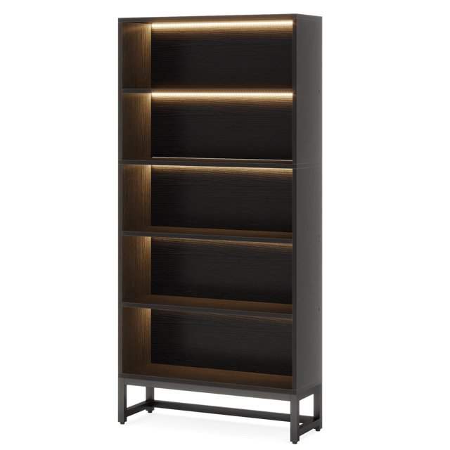 70.8" Tall HeavyDuty FreeStanding Bookshelf with 5Tier LED Lighted