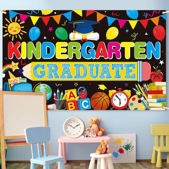 70.8 x 43.3in Graduation Party Banner Kindergarten Graduate Celebration Backdrop, graduation decorations 2026 School Party Photo Background Indoor Outdoor