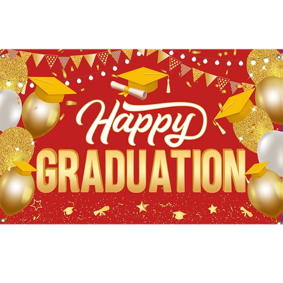 70.8" x 43" Congrats Grad Party Wall Hanging Graduation Themed Bannerand Photo Background Decor, Large Graduation Banner Backdrop for Class of 2026, for Senior Night and Celebration Ceremony