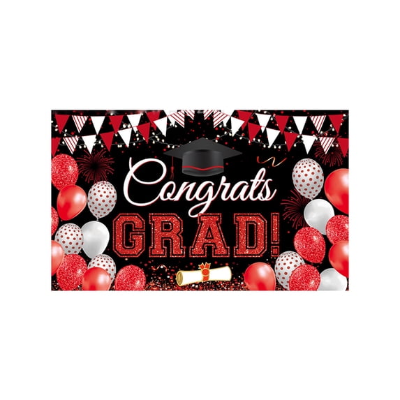 70.8" x 43" Large Graduation Banner Backdrop for Class of 2026, Red and Black Congrats Grad Party Wall Hanging Graduation Themed Celebration Bannerand Photo Background Decor