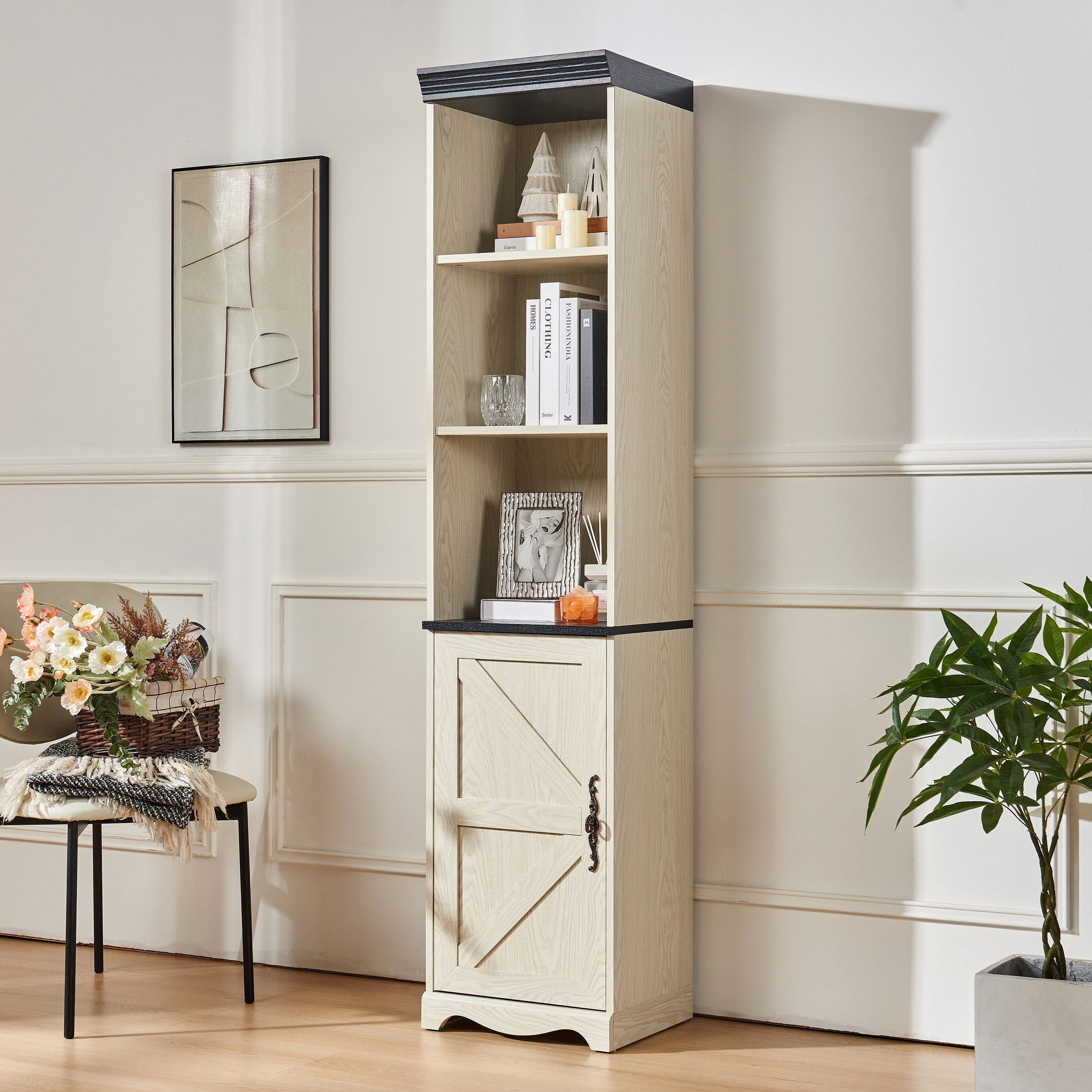 70.86"(180cm) Tall Free Combination Wood Storage Cabinet, Free-Standing Cube Cabinet with 5 Shelves, Living room Bookcase, Bedroom Display Cabinet Bookshelf