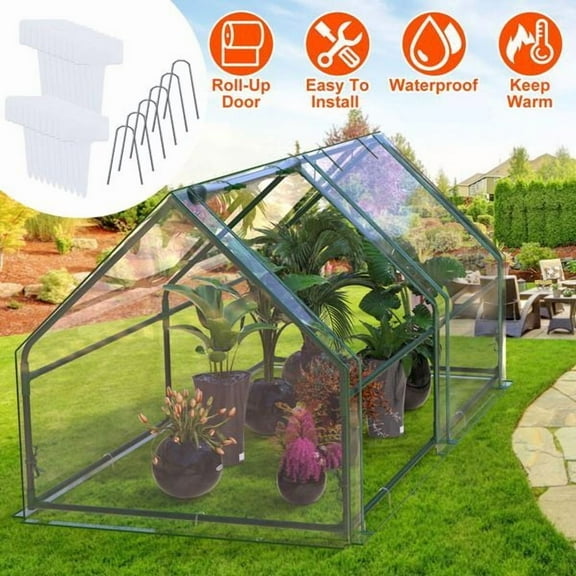 70.86 33.46 * 37.4 inch portable mini greenhouse with roller shutter zipper door, waterproof UV resistant PVC plastic cover, suitable for indoor outdoor gardens, courtyards, and backyards