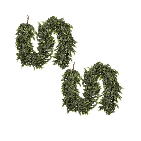 70.86 In Cedar Garland for Fireplace,Artificial Christmas Garland Realistic Cedar Pine Needles Garland for Table,Window,Stairs,Mante,Christmas Decorations Fall Decor,2Pcs