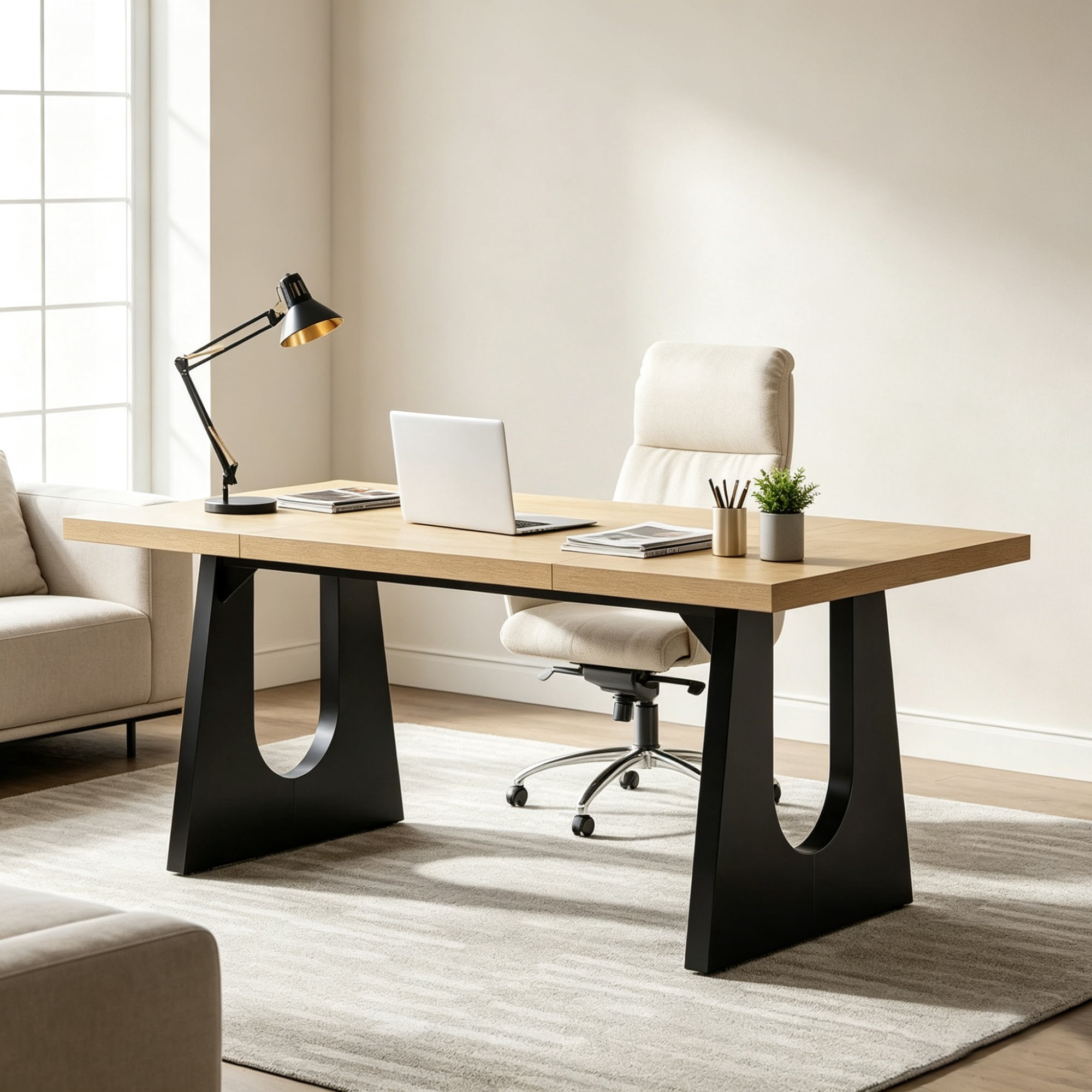 70.86" Executive Desk, Modern Computer Desk with Storage for Home Office