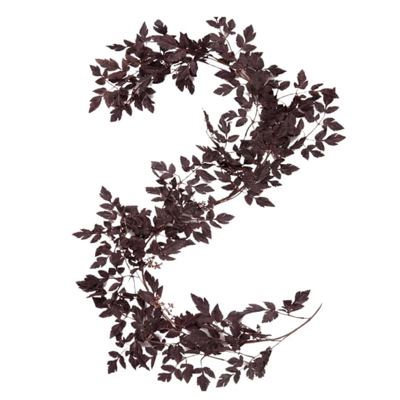 6FT Artificial Cimicifuga Leaf Garland, Dark Burgundy Faux Foliage Vine for Mantle Table Vase Halloween Thanksgiving Home Decor