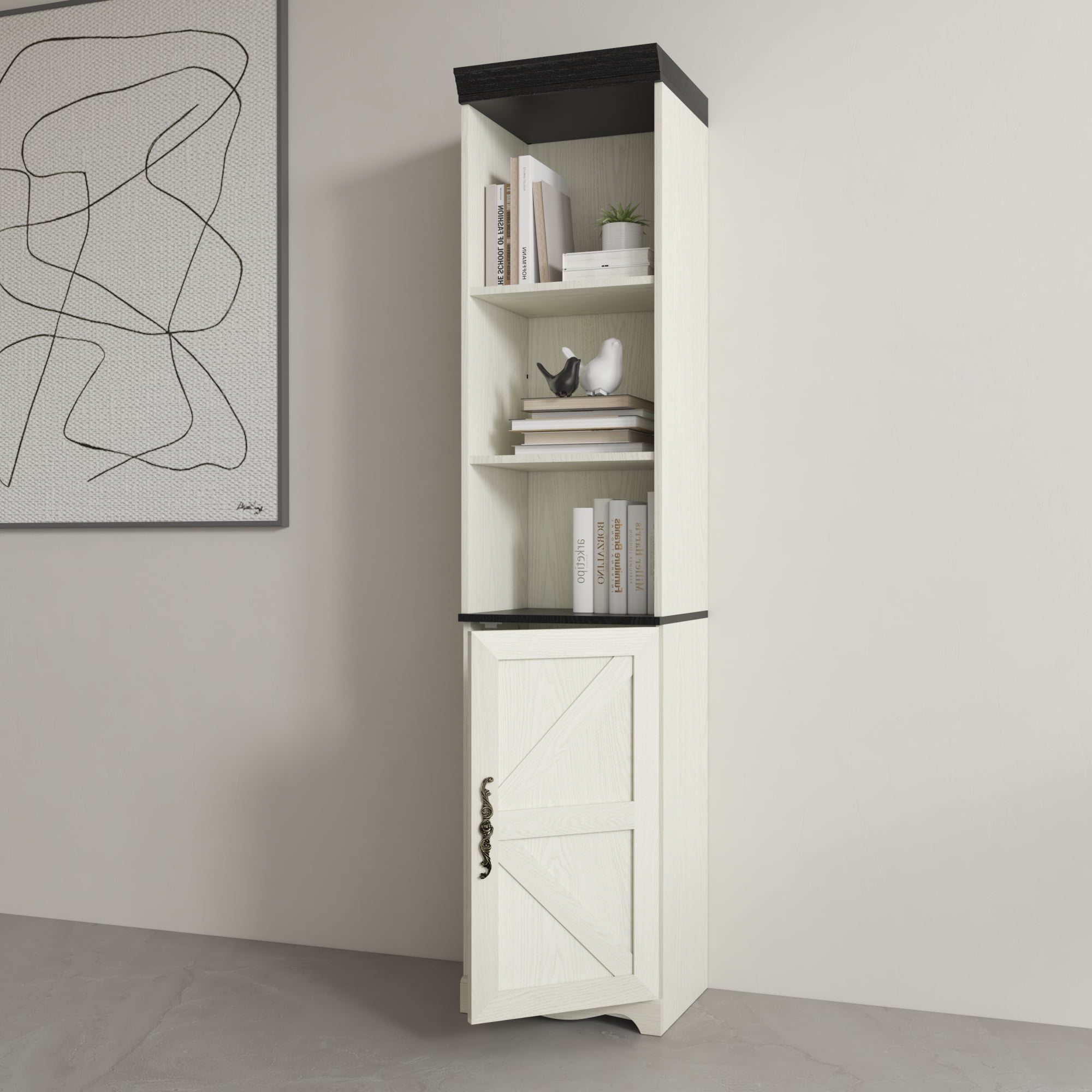 70.86-Inch Tall Free Combination Storage Cabinet with 5 Shelves, Freestanding Cube Bookshelf and Display Bookcase for Living Room, White