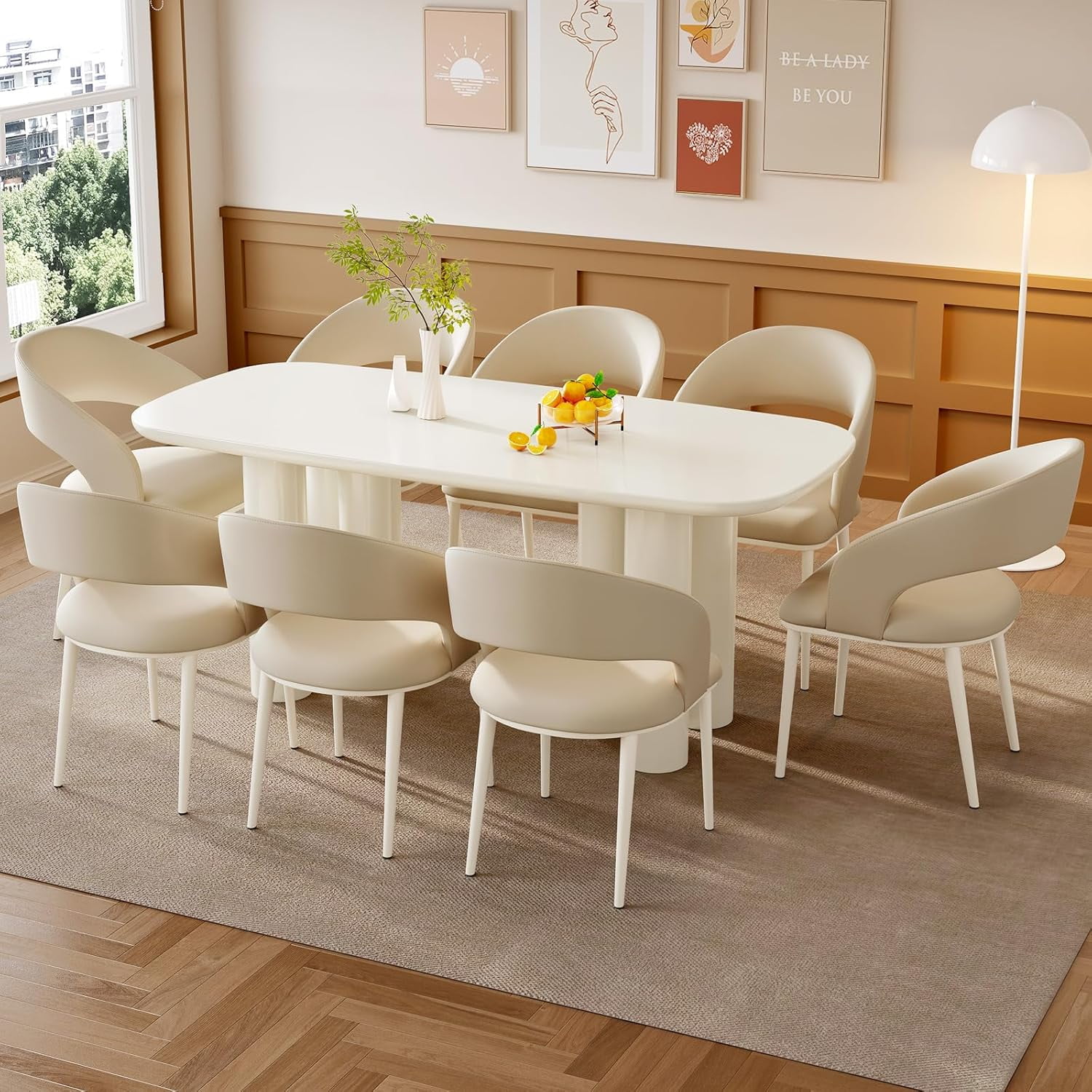 70.86" Rectangular Dining Table Set for 8, Modern Kitchen Table with 8