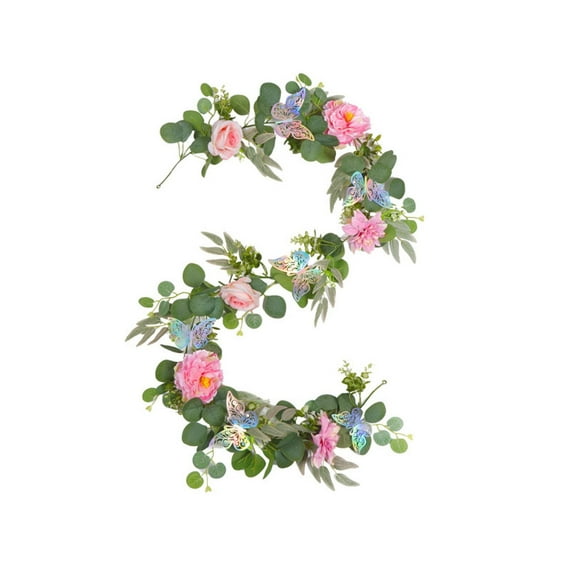 70.86in Floral Garland with Roses and Gypsophila - Ideal for Weddings, Spring Decor, and Party Crafts
